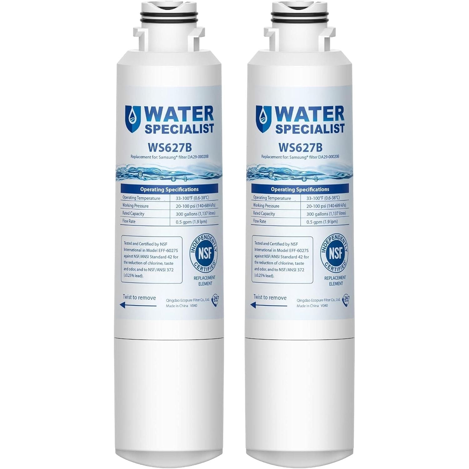 Buy now Waterspecialist DA29-00020B Replacement for Samsung Water Filter DA29-00020B, HAF-CIN/EXP, DA29-00020B-1, HDX FMS-2, RS25J500DSR, RF28HMEDBSR, RF263BEAESR, RF4287HARS, DA97-08006A-1, 2 Filters 2 Count (Pack of 1) at indiglob india