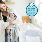The First Years Sure Comfort Folding Baby Bather - Foldable Baby Bath Seat and Lounger for Home or On the Go - for Sink or Tub Use - Non-Slip Seat - For Up to 15 Lbs