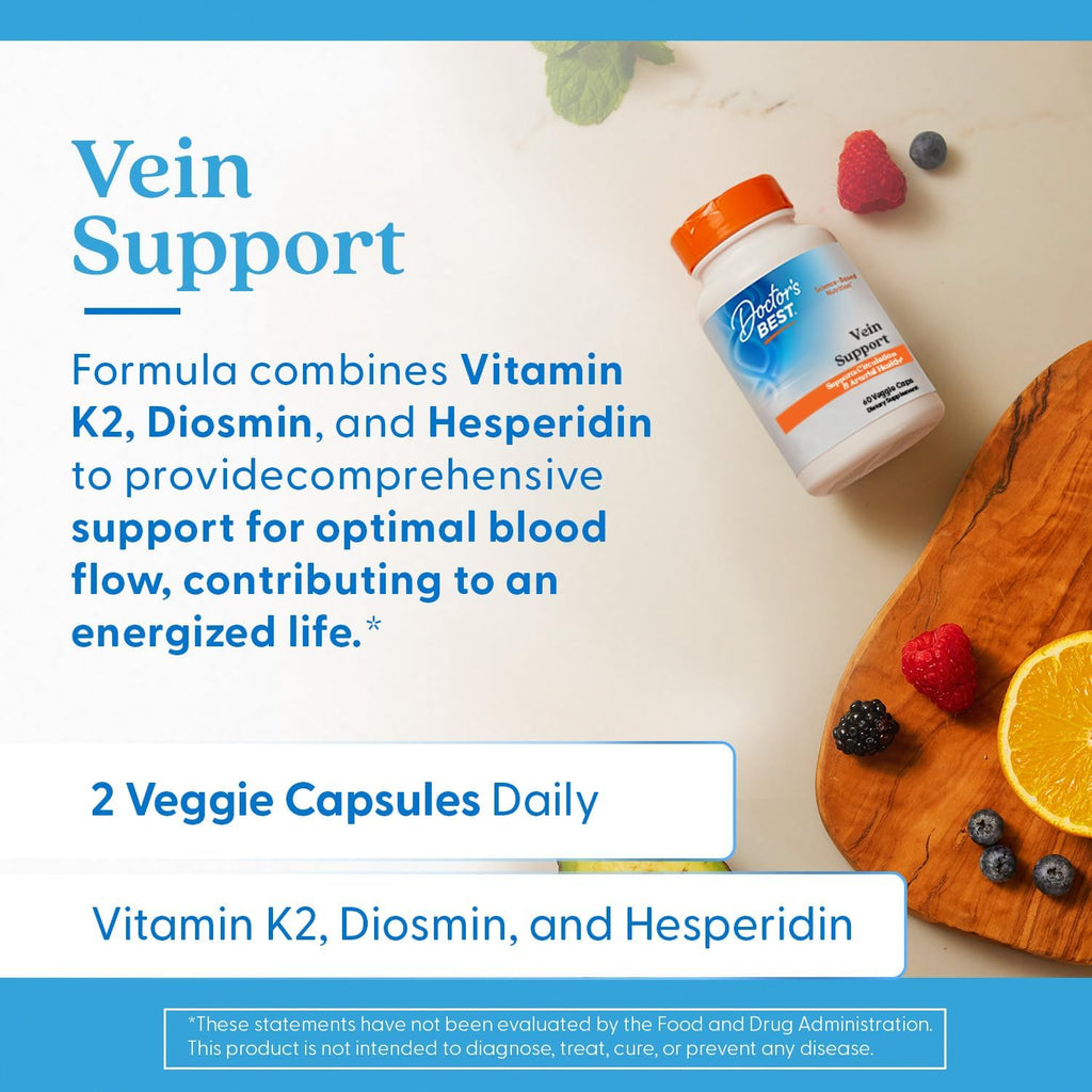 Buy now Doctors Best Vein Support, Supports Circulation & Arterial Health, Non-GMO, Gluten Free, Soy Free, Vegan 60 Veggie Caps at indiglob india