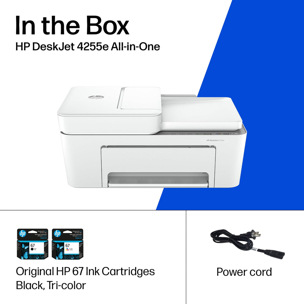 HP DeskJet 4255e Wireless All-in-One Color Inkjet Printer, Scanner, Copier, Best-for-Home, 3 Month Instant Ink Trial Included. This Printer is only 2.4 ghz Capable. AI-Enabled (588S6A)