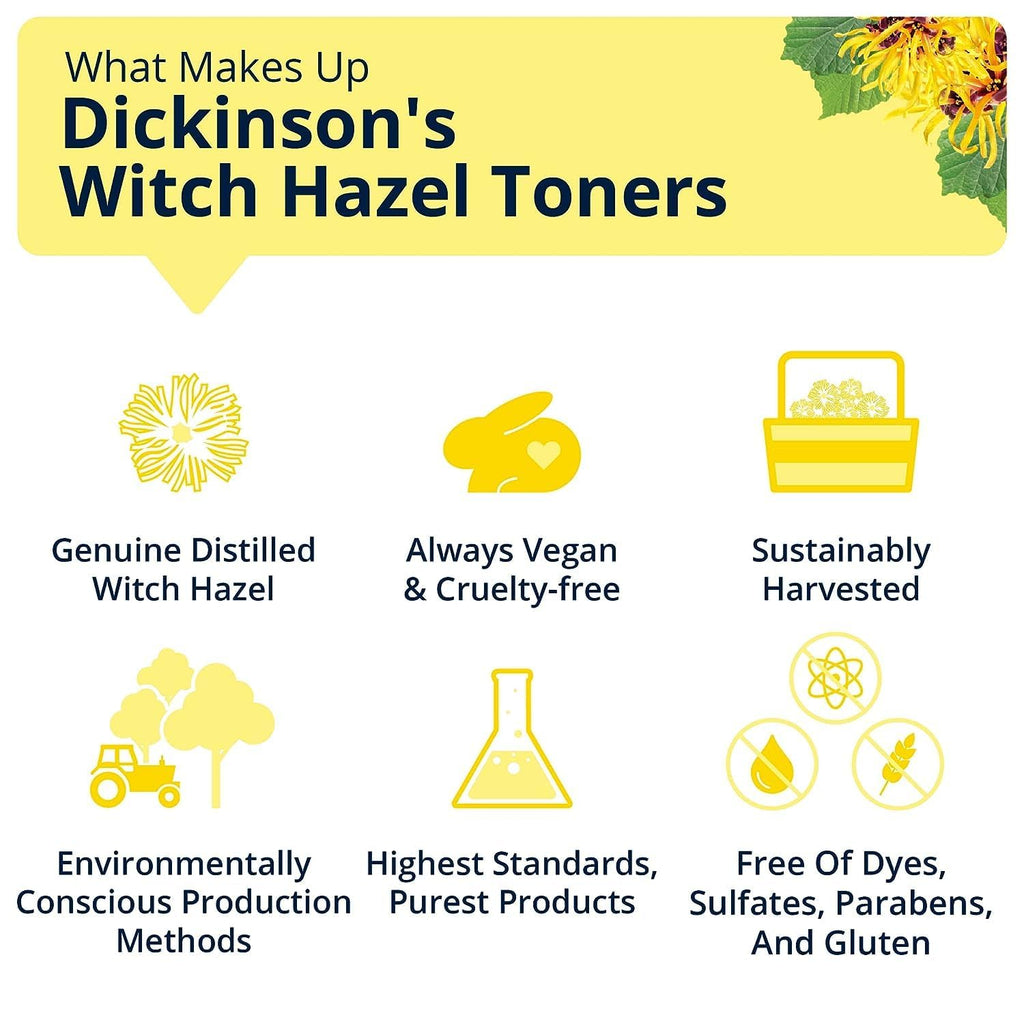 Dickinson's Witch Hazel Hydrating Toner with Rosewater | 16 Fl Oz | Alcohol-Free, Enhanced 100% Natural Formula; Hydrates, Soothes & Balances Skin