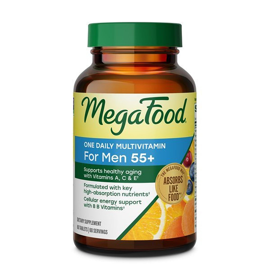 MegaFood One Daily Multivitamin for Men 55+ with 19 Nutrients, 60 Tablets | Supports Healthy Aging with Vitamin C, A, E, Cellular Energy Support with B Vitamins, D3 & Zinc, Vegetarian, 60 Servings
