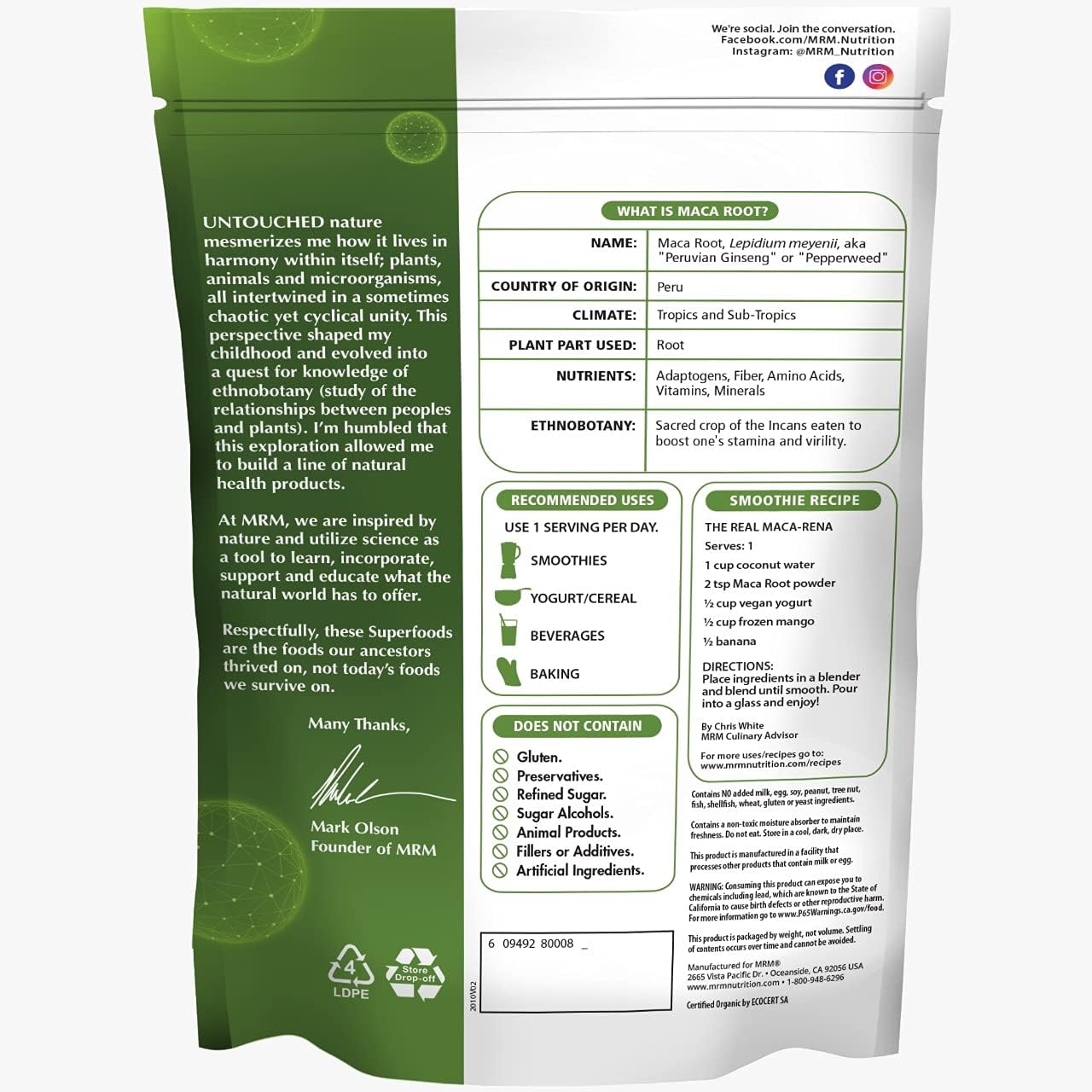 Buy now MRM Nutrition Organic Maca Root Powder | Superfoods | Adaptogen | Gluten-Free + Vegan | 40 Servings at indiglob india