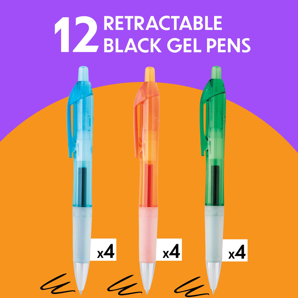 BIC Intensity Clic Black Gel Pens, Medium Point, 0.7mm, 12-Count Pack