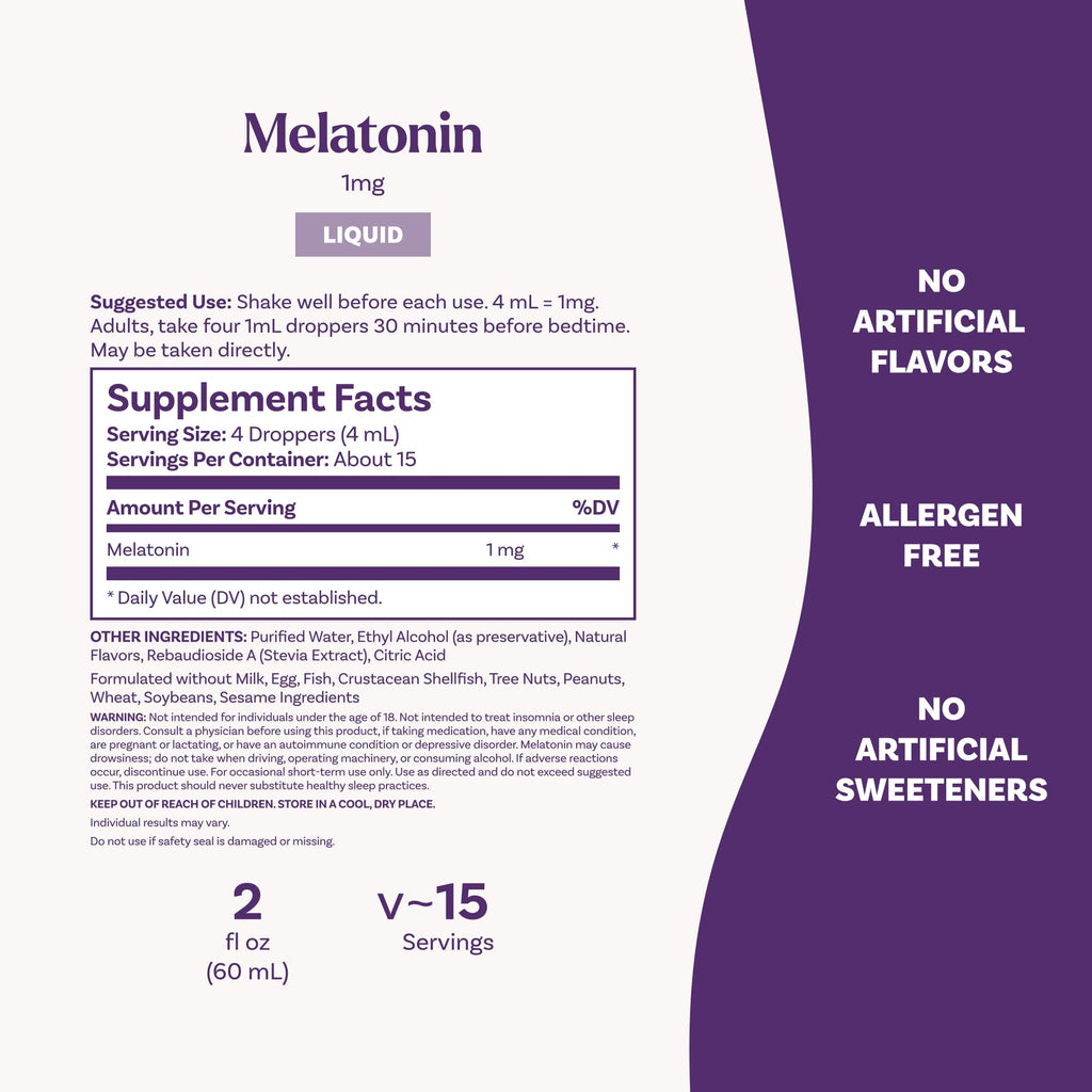 Natrol Liquid Melatonin for Adults, 1 mg, Berry-Flavored, 2 Fl Oz | Supplement to Fall Asleep Faster and Stay Asleep Longer, Wake Up Refreshed, 15 Servings