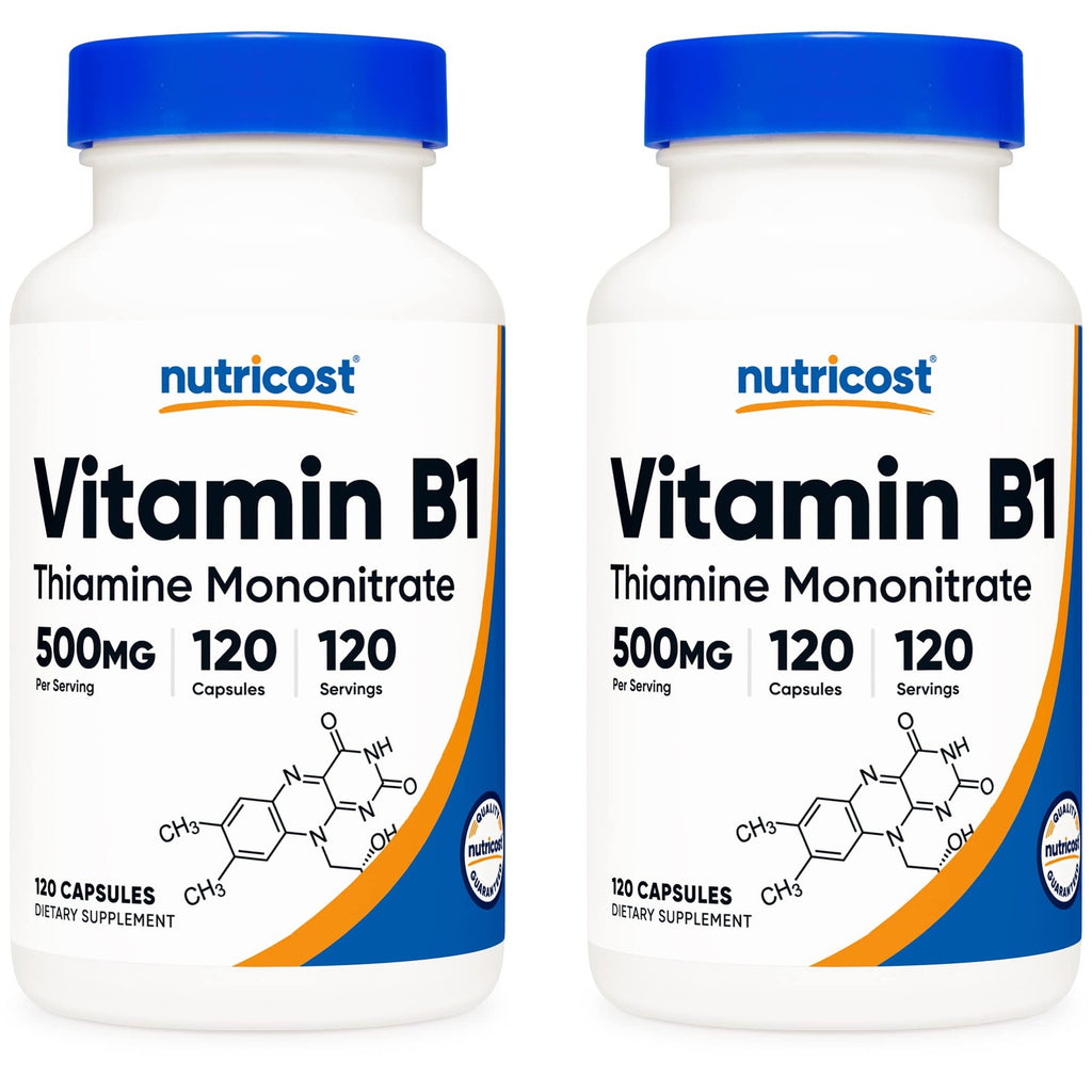 Nutricost Vitamin B1 (Thiamin) 500mg, 120 Capsules (2 Bottles)