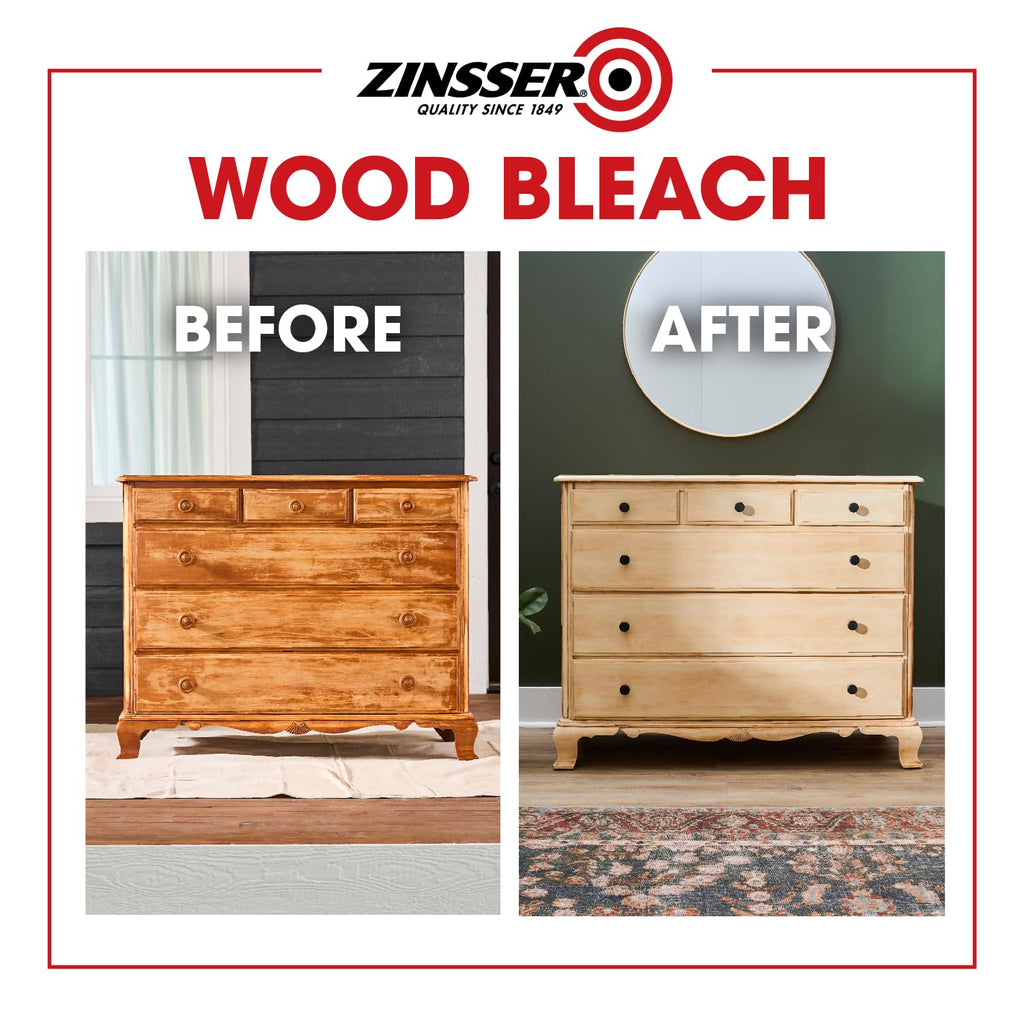 Buy now Zinsser Wood Bleach Kit | Lighten Furniture, Floors, Cabinets, Trim | Removes Red Tone | 2-Step Brightening System | 2-Step 8 fl. oz. Kit (16 fl. oz. Total) at indiglob india