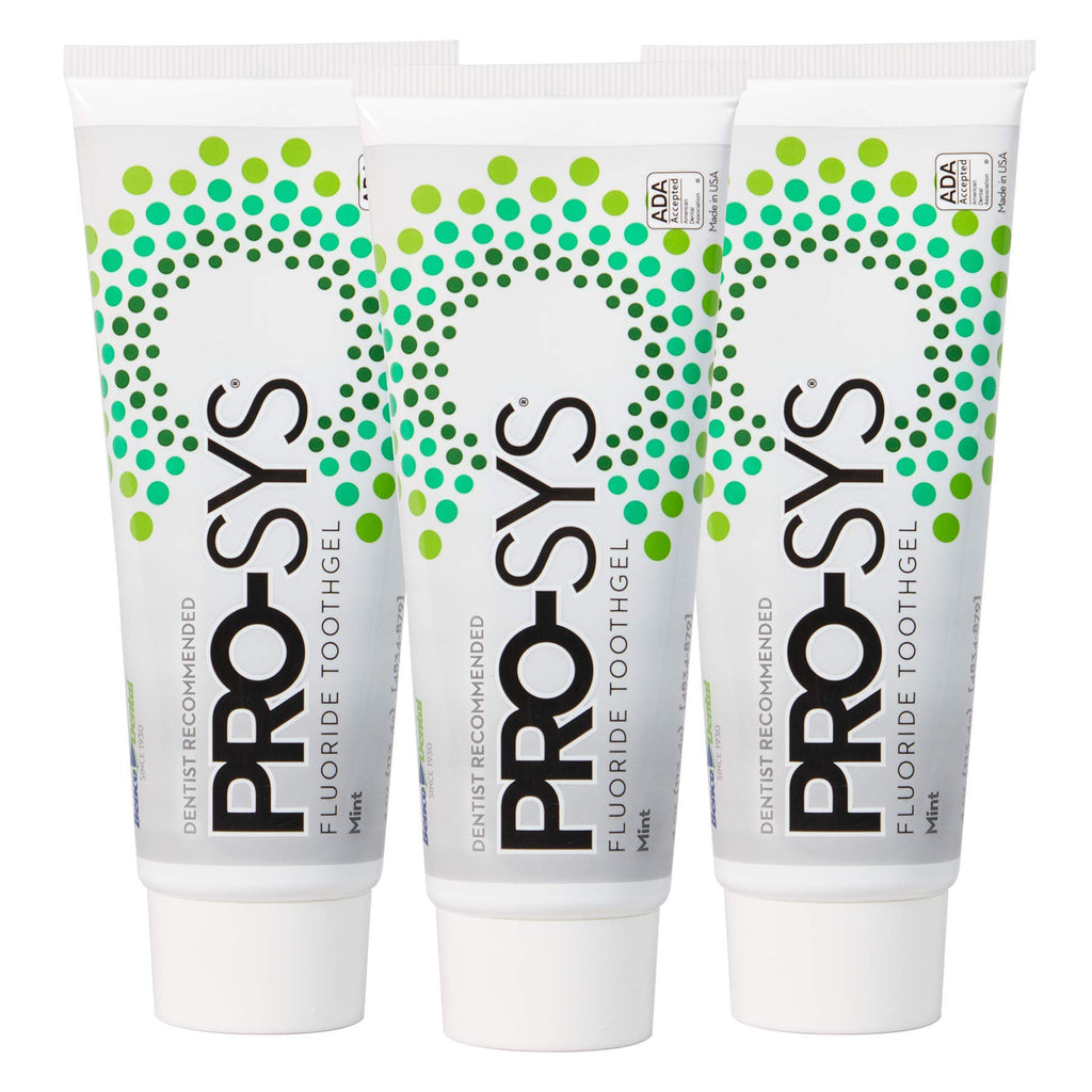 PRO-SYS® Mint Fluoride Toothpaste Gel, ADA Approved, Prevents Cavities, Gingivitis, and Plaque, Pack of 3