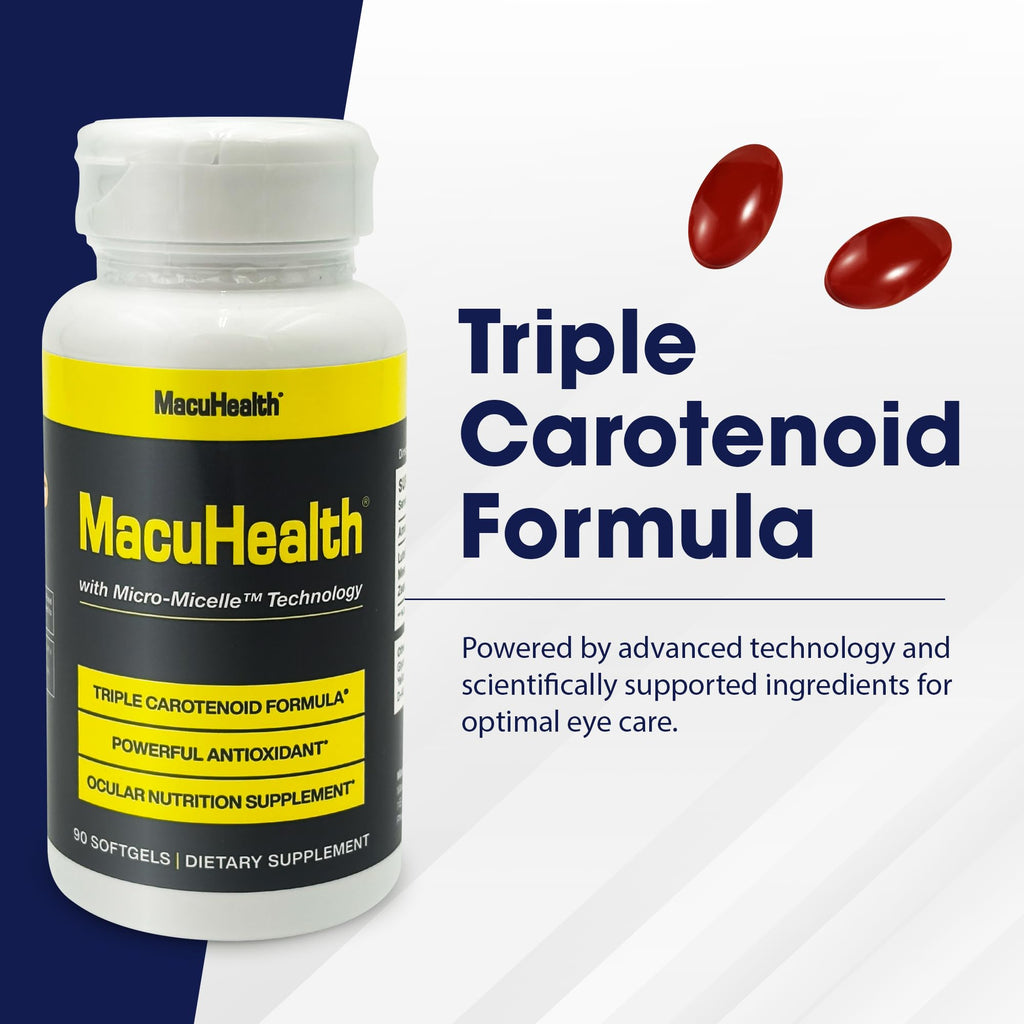 Macuhealth Triple Carotenoid Formula - Eye Vitamins for Adults | 90 softgels, 3 months supply, Advanced Eye Support & Health Eye Formula, triple carotenoid, micro micelle, softygels