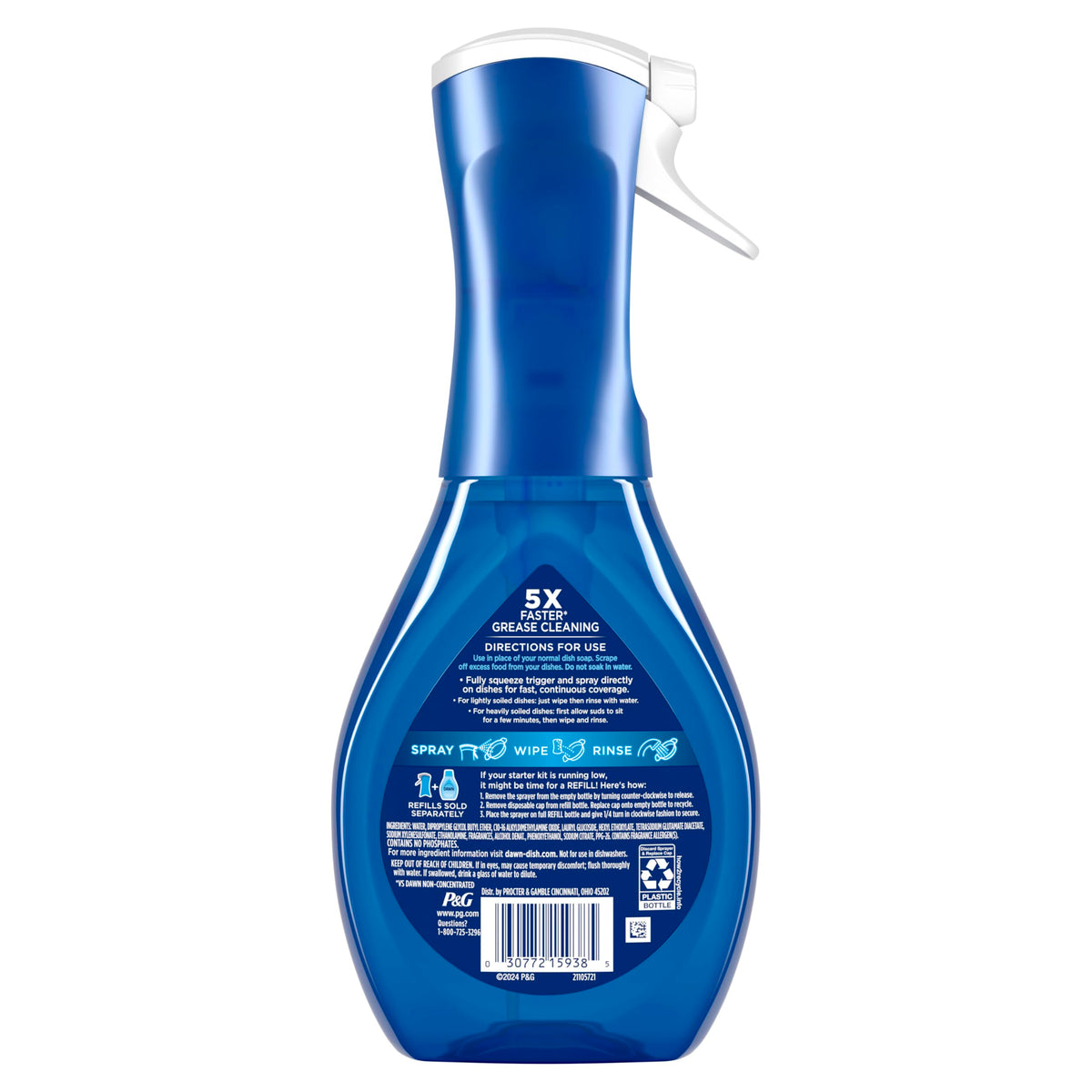 Dawn Powerwash Spray, Dish Soap, Dishwashing Liquid, Crisp Lilac, 1 Starter Kit, 16 Fl Oz