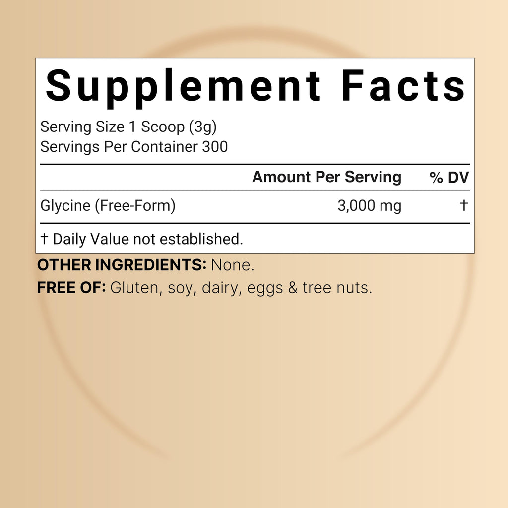 Glycine Powder, 300 Servings (2 lb) – 3,000 mg Free-Form Glycine Per Serving – Unflavored Pure Powder – Non-GMO, cGMP Manufactured
