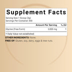 Glycine Powder, 300 Servings (2 lb) – 3,000 mg Free-Form Glycine Per Serving – Unflavored Pure Powder – Non-GMO, cGMP Manufactured