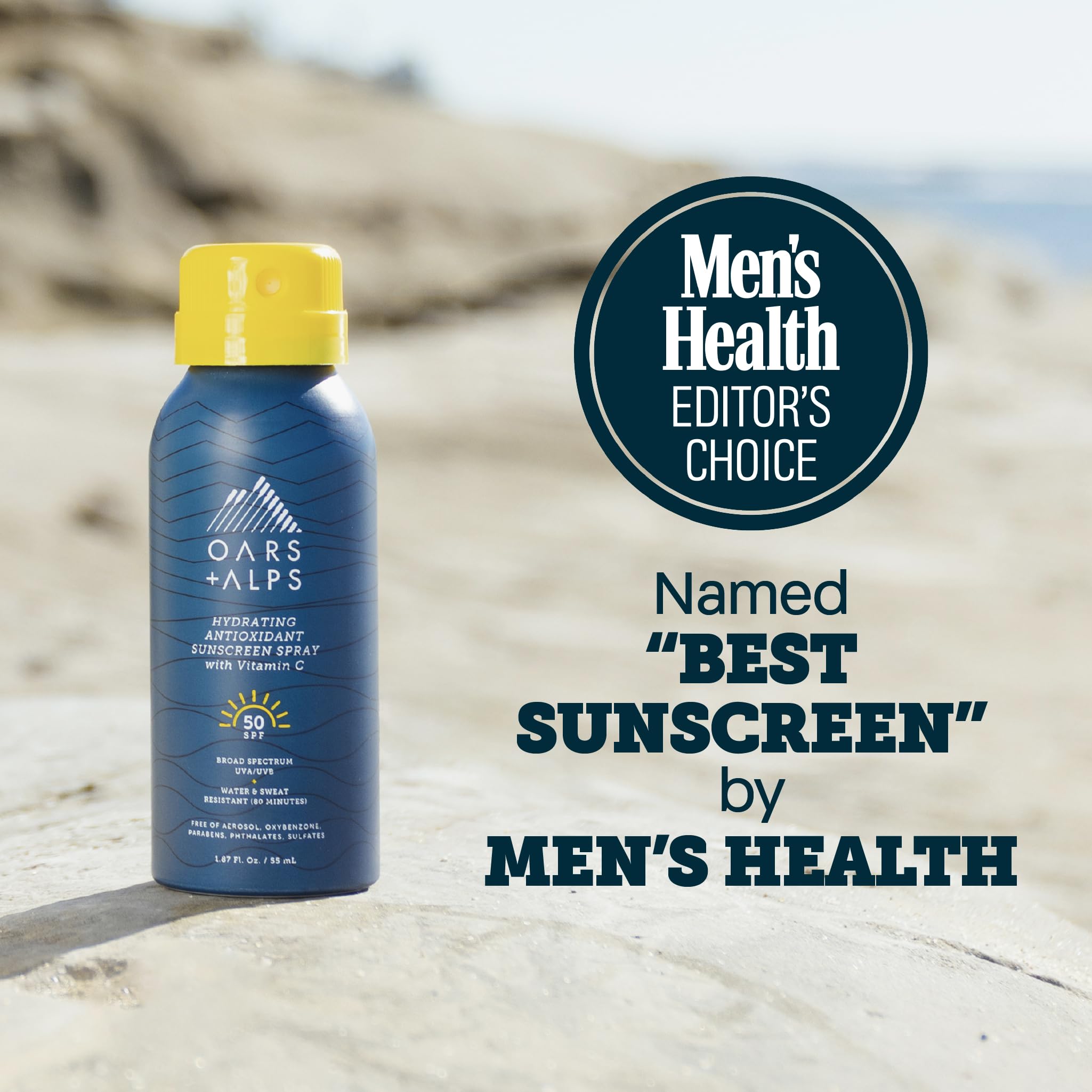 Oars + Alps SPF 50 Face & Body Broad Spectrum Sunscreen Spray | Fast-Absorbing, Lightweight, Non-Greasy, Hawaii Reef Act 104 Compliant, Water-Resistant, Octinoxate + Oxybenzone Free