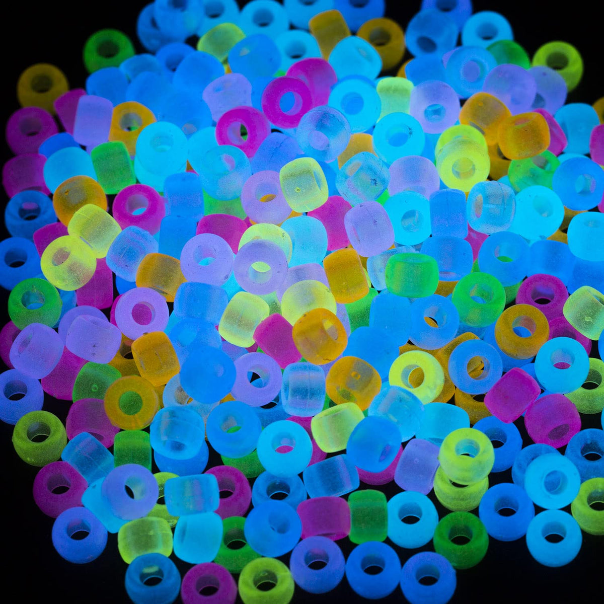 1000Pcs Glow in The Dark Pony Beads Kandi Bulk for Hair Bracelet Keychains