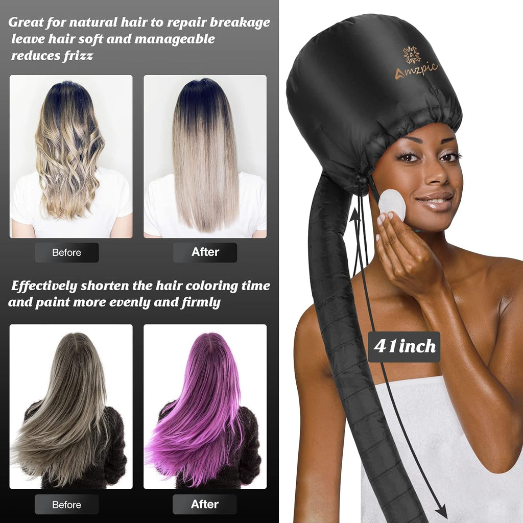 Buy now Bonnet Hood Hair Dryer Attachment - Soft, Adjustable Extra Large Bonnet Hair Dryer for Speeds Up Drying Time at Home, Easy to Use for Styling, Curling and Deep Conditioning (Black) at indiglob india