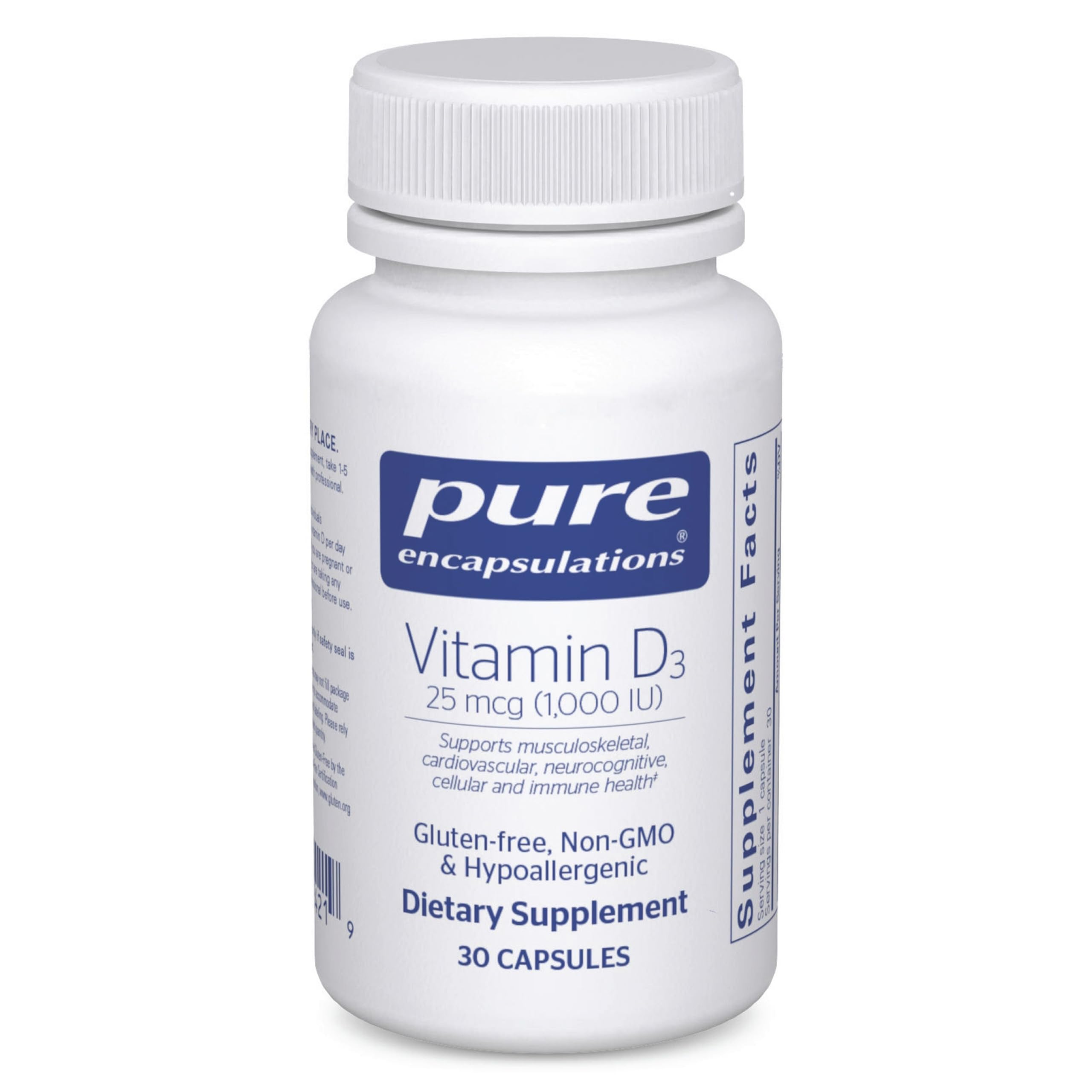 Pure Encapsulations Vitamin D3 25 mcg (1,000 IU), 60 Capsules | Supplement to Support Bone, Joint, Breast, Heart, Colon and Immune Health*, with Premium Vitamin D
