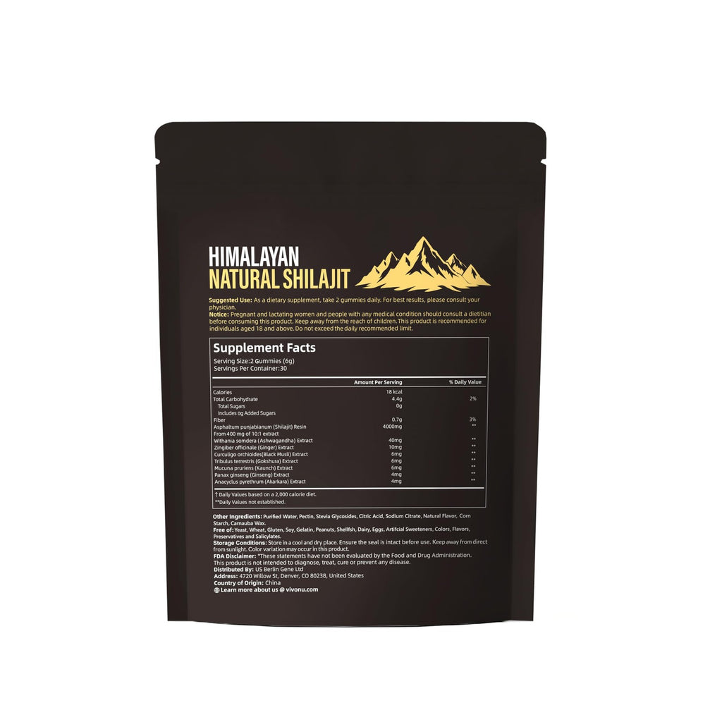 Himalayan Shilajit Gummies with Ashwagandha & Gokshura | 85+ Trace Minerals & Fulvic Acid | Organic, Non-GMO Micronutrient Supplement for Men & Women | 100% Pure & Natural(4kMG /1 Bag)