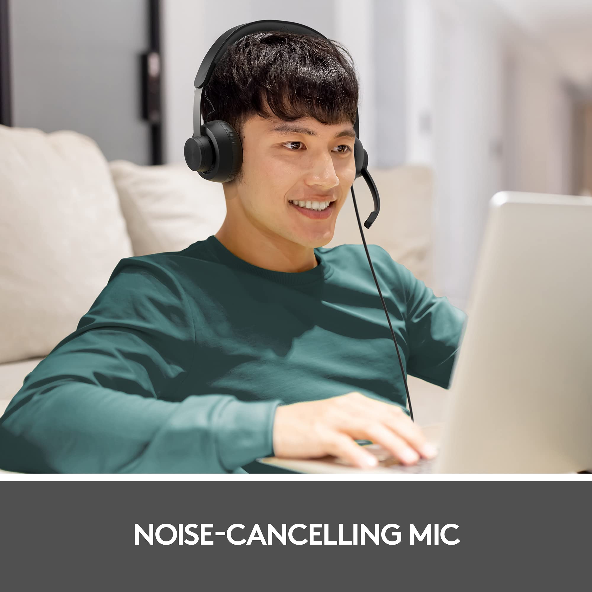 Buy now Logitech Zone 750 Wired On-Ear Headset with Advanced Noise-canceling Microphone, Simple USB-C and Included USB-A Adapter, Plug-and-Play Compatibility for All Devices at indiglob india