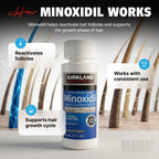 Kirkland Minoxidil for Men Liquid, Extra Strength Hair Regrowth Treatment 5%, 6 Months Supply - Upgraded Dropper Applicator and Bonus Free Guide Included