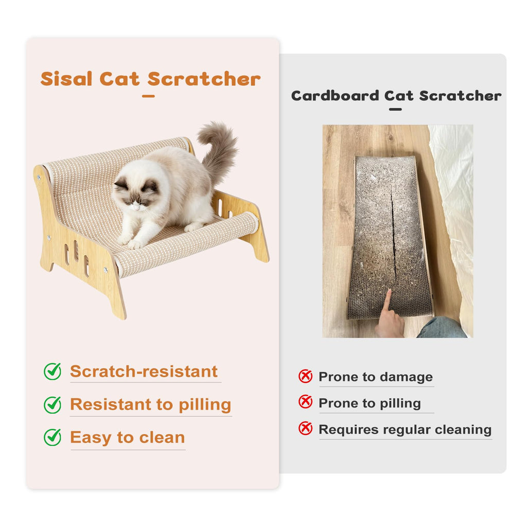Large Sisal Cat Scratcher Couch for Indoor Cats, Scratching Board Furniture