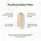 Psyllium Husk 1500mg Per Serving, 300 Capsules – 3 in 1 Fiber Supplement with Inulin & Acacia Complex – Natural Soluble Fiber, Supports Digestive Health* – Plant Based, Non-GMO