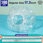 LEOBRO 100PCS Disposable Shower Caps, Shower Caps for Women Disposable, Clear Plastic Shower Cap, Plastic Hair Caps for Hair Treatment, Regular Size 17.3 INCH