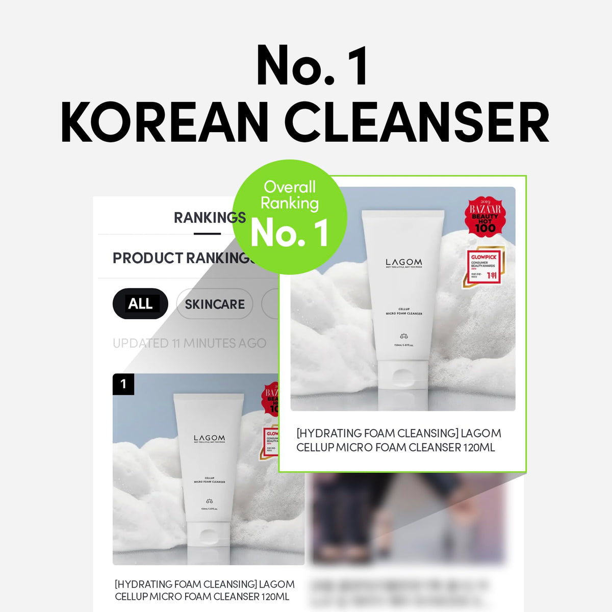LAGOM Cellup Micro Foam Cleanser, Hydrating Deep Cleansing Face Wash, Korean Makeup Remover, Dense Soft Micro Bubbles, Ultra Fine Dust Removal 4.05 Fl Oz