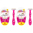 BIC Soleil Simply Smooth Women's Disposable 3 Blade Razors, Moisture Strip and Comfortable Handle, Skin Care Routine Kit, 8 Count (Pack of 2)