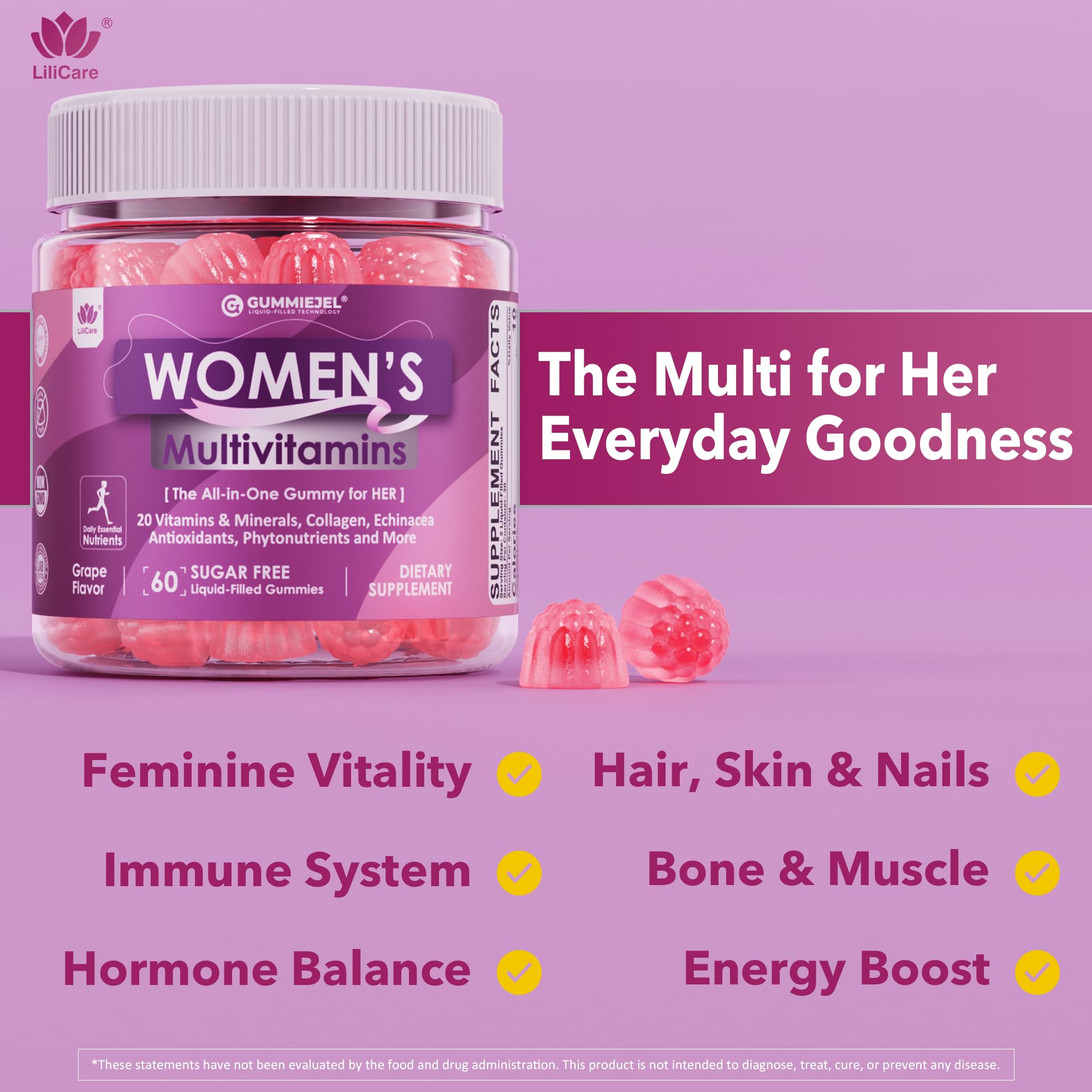 2 Pack - Womens Multivitamin Gummy, Methylated Multivitamin for Women, Biotin, Methylfolate, Iron, Collagen, Vitamins A C D, B Complex, Antioxidants for Women's Daily Support, Beauty, Immune, No Sugar