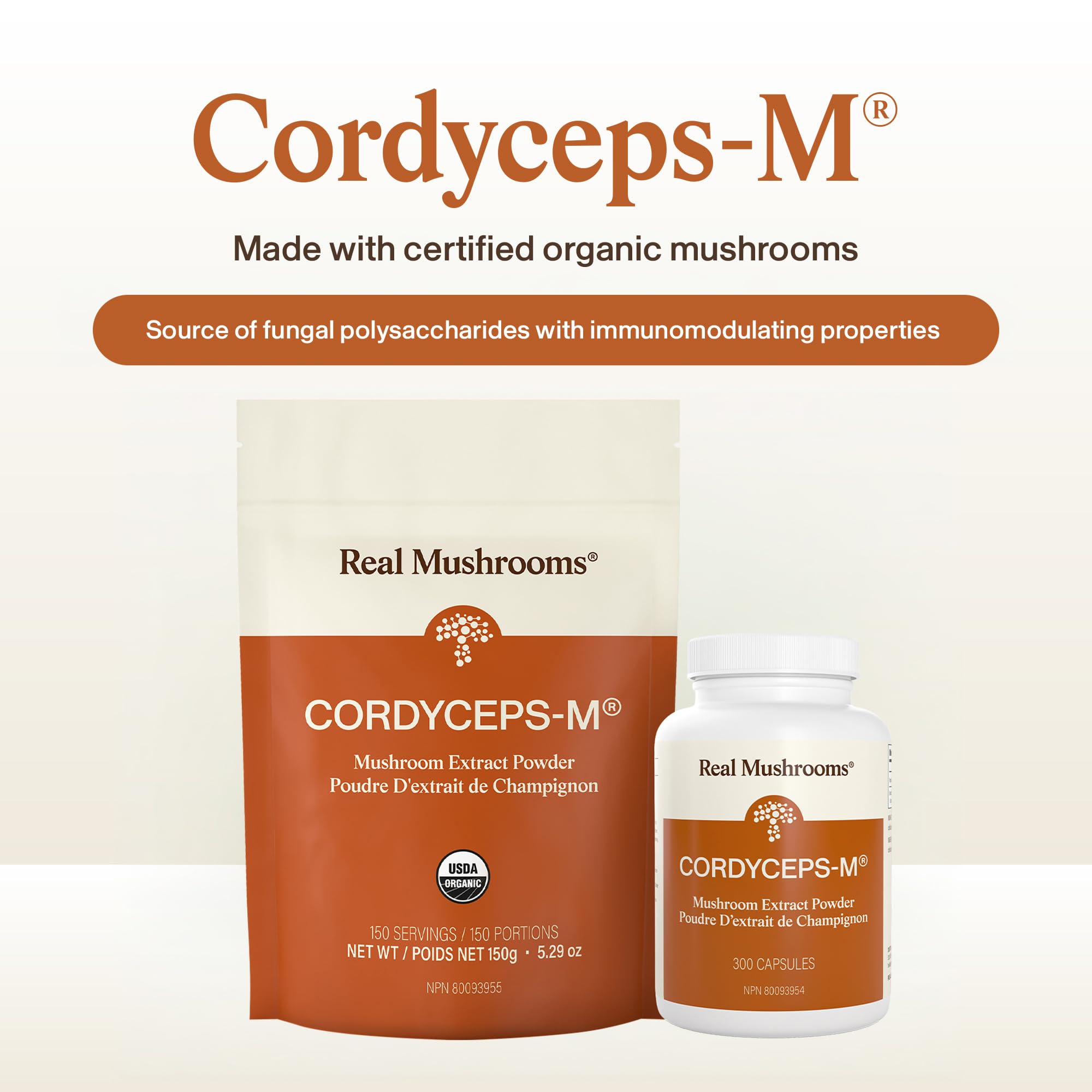 Real Mushrooms Organic Cordyceps Capsules for Energy & Performance, 300ct | Energy and Performance Support, Organic Cordyceps with Verified Beta Glucans, Vegan, Non-GMO, Mushroom Supplement