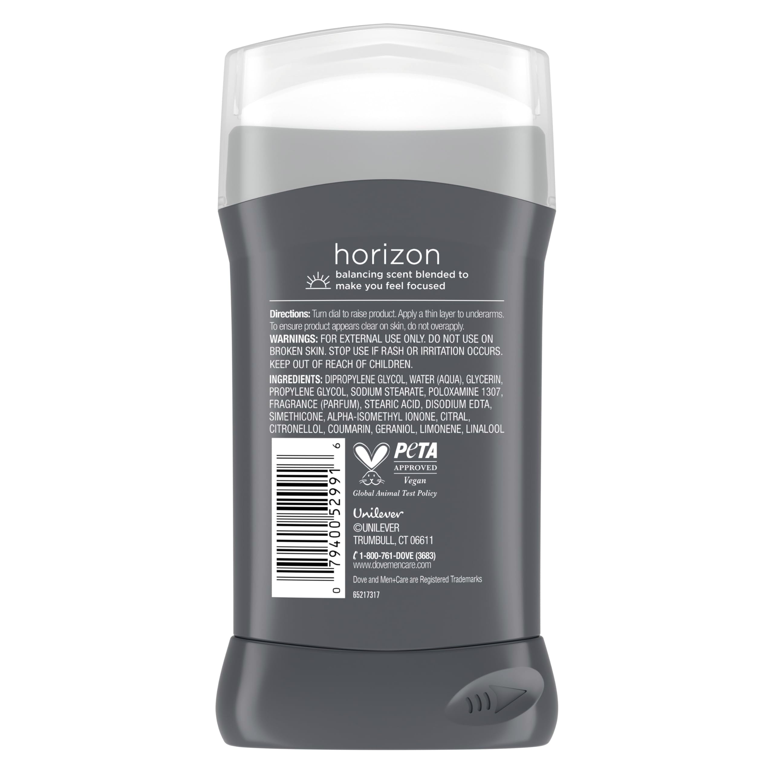 DOVE MEN + CARE Aluminum‑Free Deodorant Stick for Men, Vanilla Bean & Sandal Wood Mood Boosting Scent, 72HR Odor Protection, 3 oz