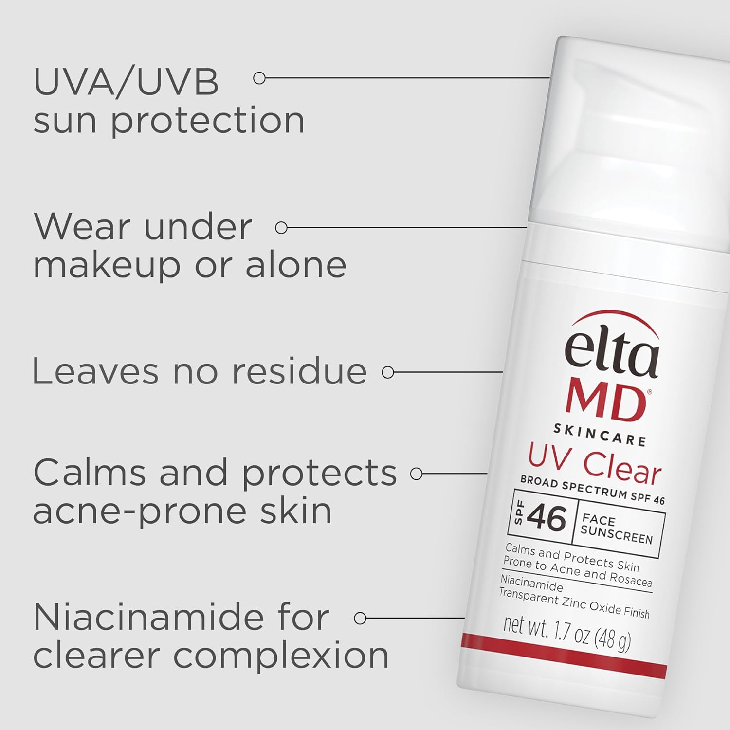 Buy now EltaMD UV Clear Face Sunscreen SPF 46, Oil-Free Sunscreen with Zinc Oxide, Dermatologist Recommended at indiglob india