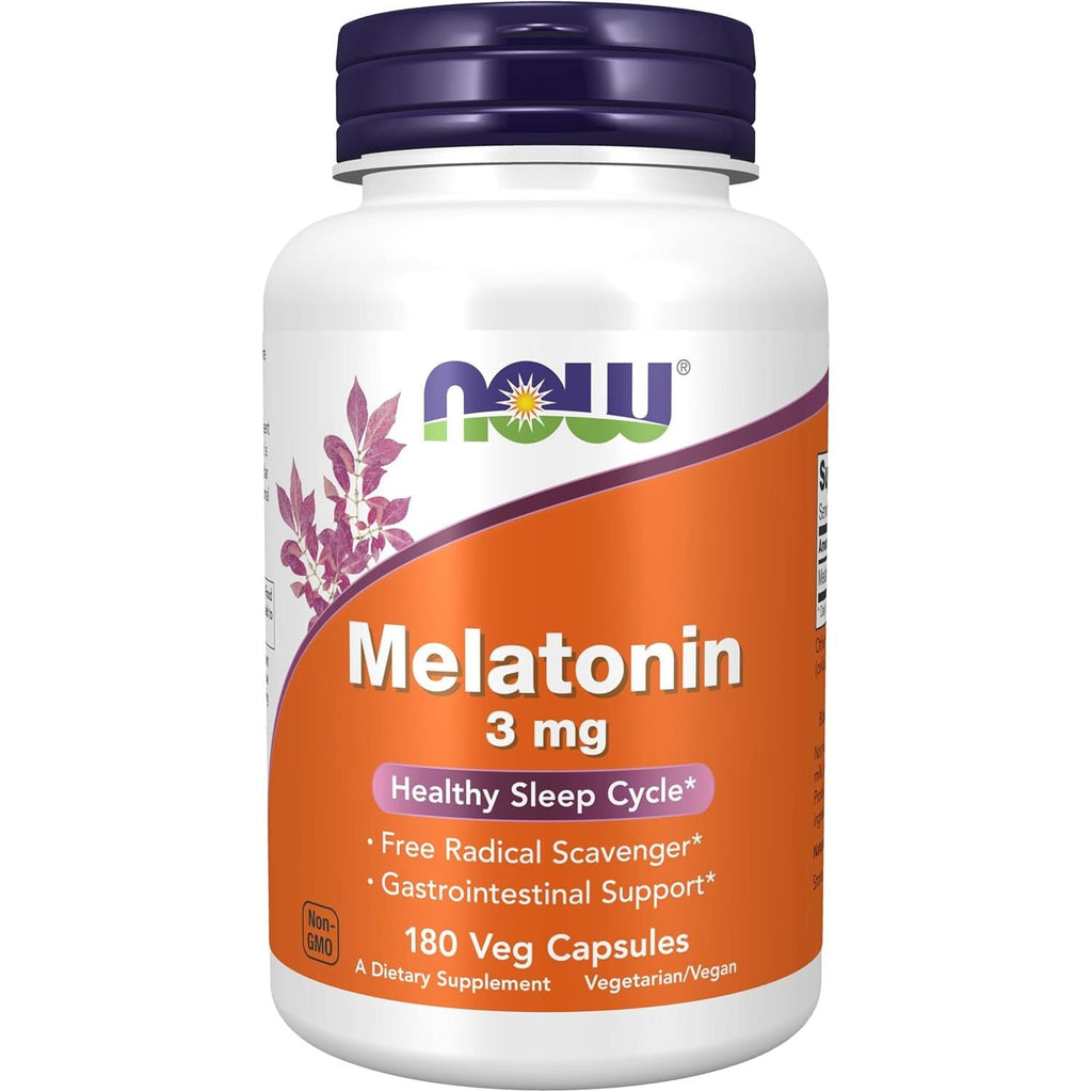 Buy now NOW Foods Supplements, Melatonin 3 mg, Free Radical Scavenger*, Healthy Sleep Cycle*, 180 Veg Capsules 180 Count (Pack of 1) at indiglob india