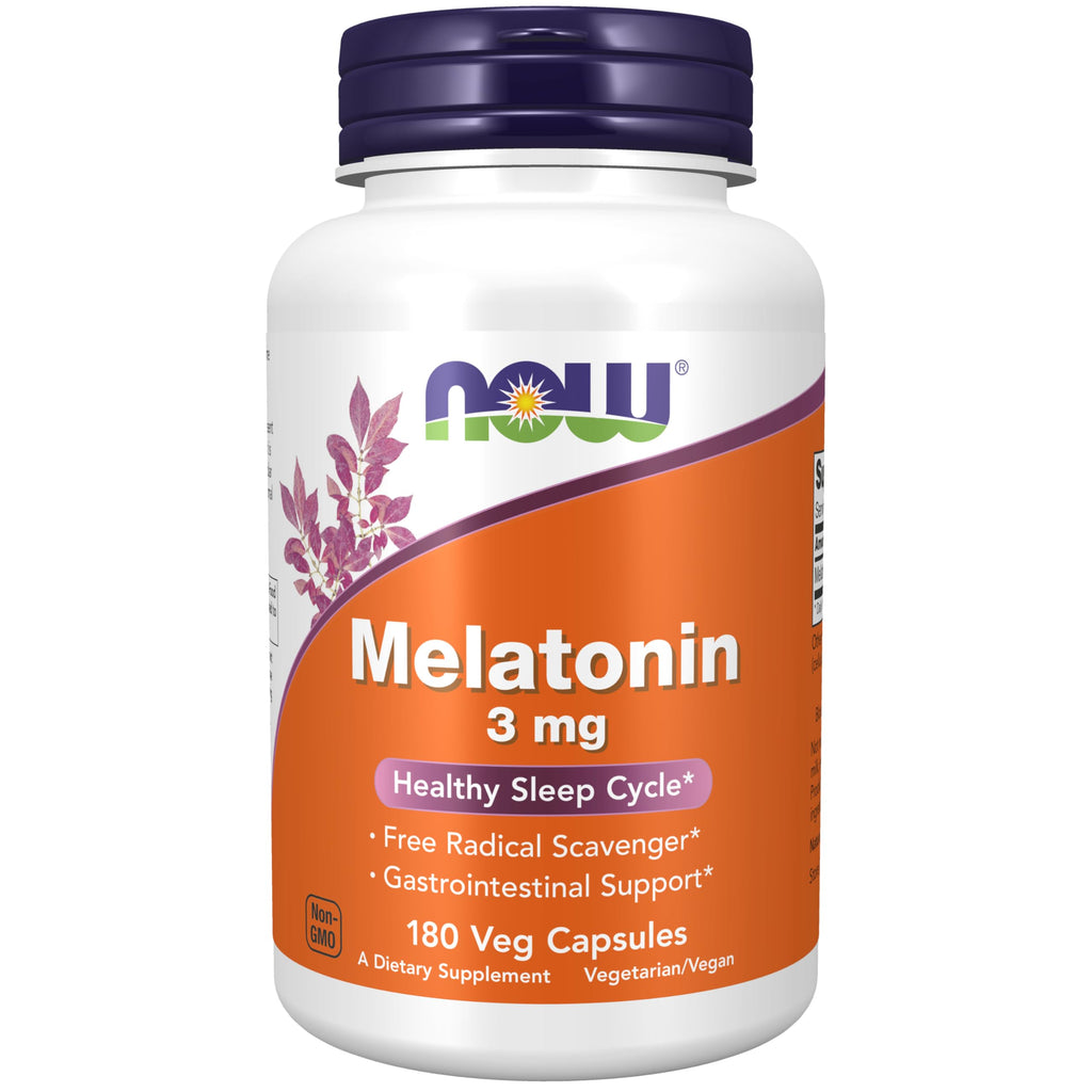 NOW Foods Supplements, Melatonin 3 mg, Free Radical Scavenger*, Healthy Sleep Cycle*, 60 Veg Capsules