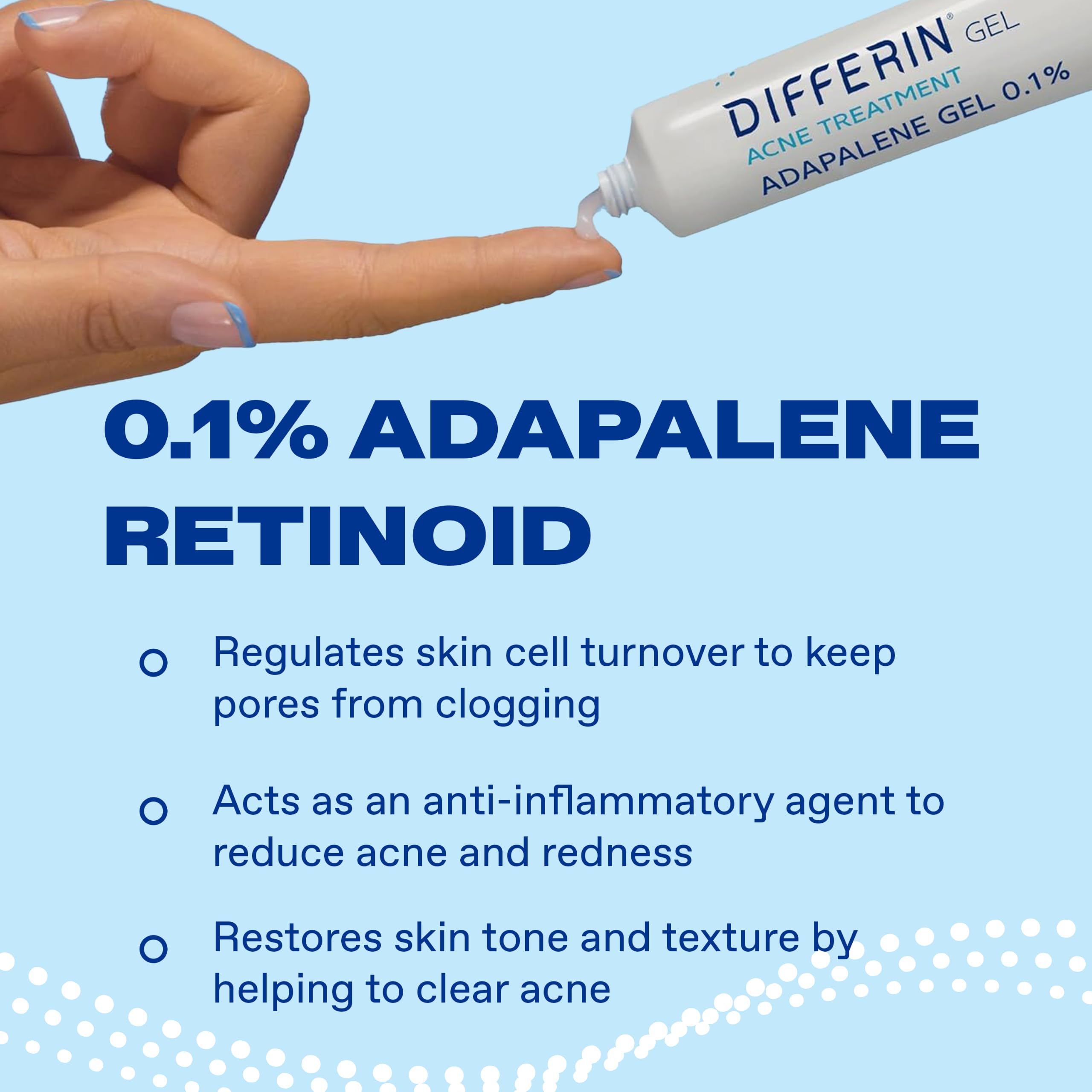 Differin Acne Retinoid Treatment Gel, 0.1% Adapalene, 45g Pump | 90-Day Supply Pump, Over-The-Counter Retinoid, Clears Breakouts, Gentle For Sensitive Skin, Dermatologist Recommended
