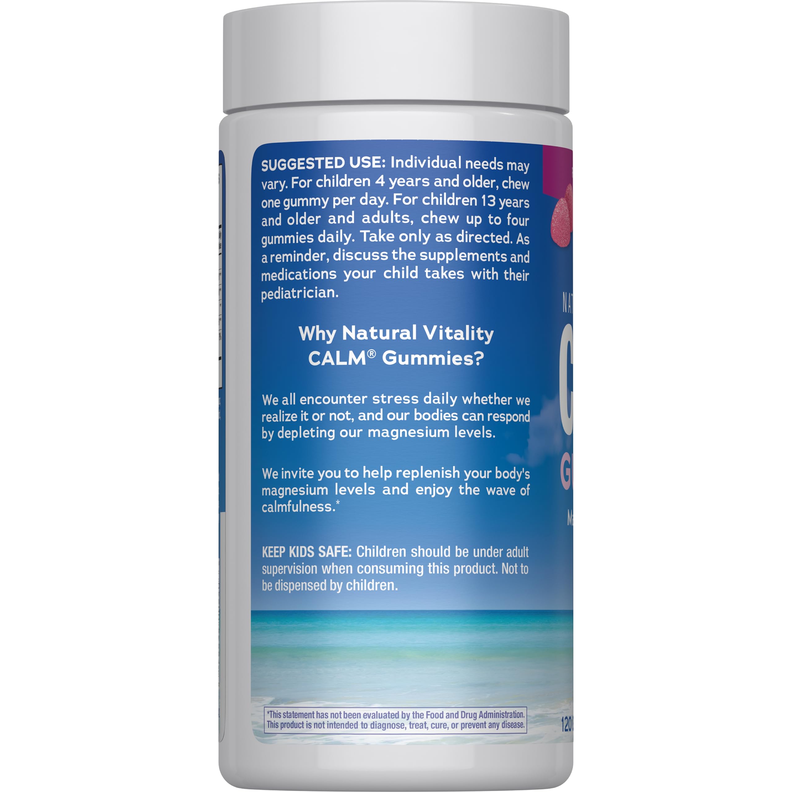 Natural Vitality Calm Magnesium Gummies | 330mg Per Serving | Raspberry Lemon Flavored Supplement | Gluten-Free & Vegan | 120 Count