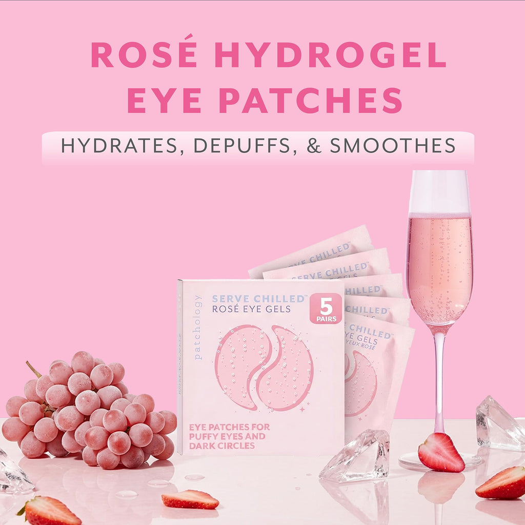 Patchology Rosé Under Eye Patches for Puffy Eyes & Dark Circles | 5pk. | Puffiness & Anti Wrinkle Patches Hydrating Eye Masks for a Radiant Look | Hyaluronic Acid & Antioxidants