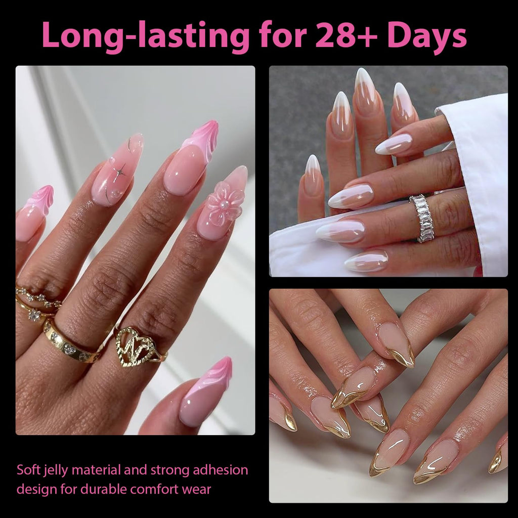 Buy now UNA GELLA Almond Gel Nail Tips, 504PCS Pre Etched Clear Fake Nails Tips Medium Almond Shape - 12 Sizes Full Cover Soft Acrylic Press On Nail Extensions No C Curve Gift for Diy at Home at indiglob india