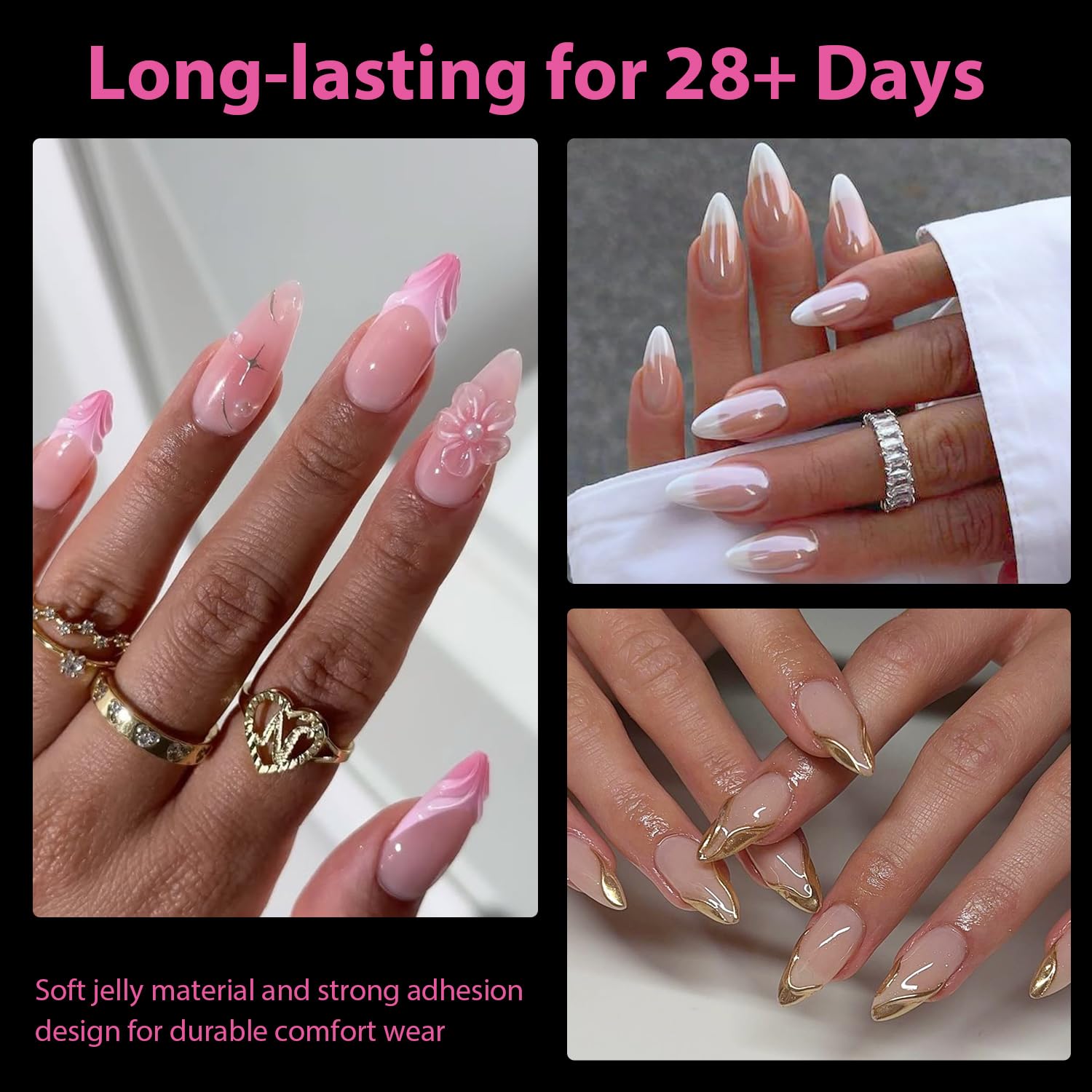 Buy now UNA GELLA Almond Gel Nail Tips, 504PCS Pre Etched Clear Fake Nails Tips Medium Almond Shape - 12 Sizes Full Cover Soft Acrylic Press On Nail Extensions No C Curve Gift for Diy at Home at indiglob india