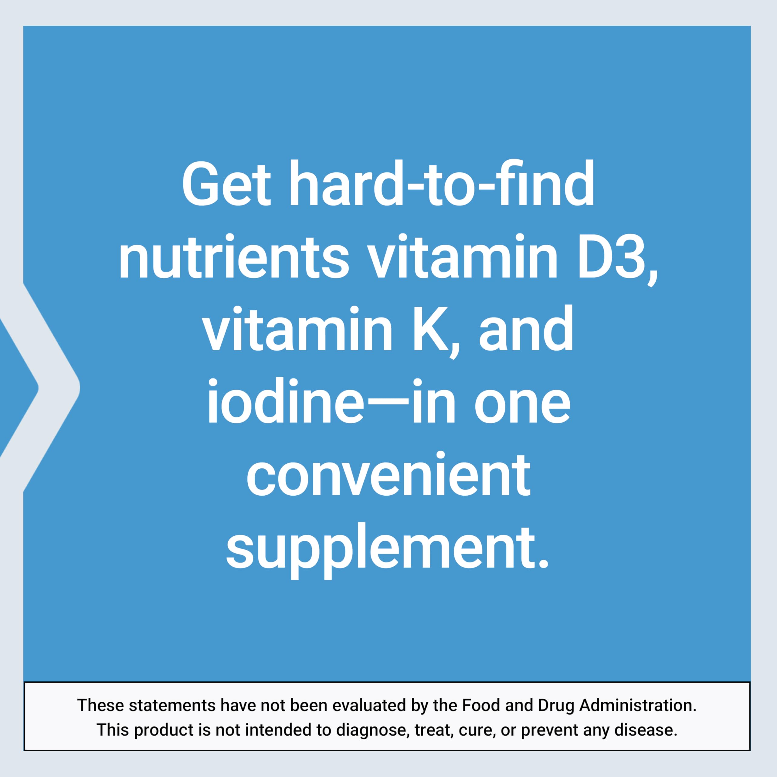 Life Extension Vitamins D and K with Sea-Iodine for Thyroid, 60 Capsules