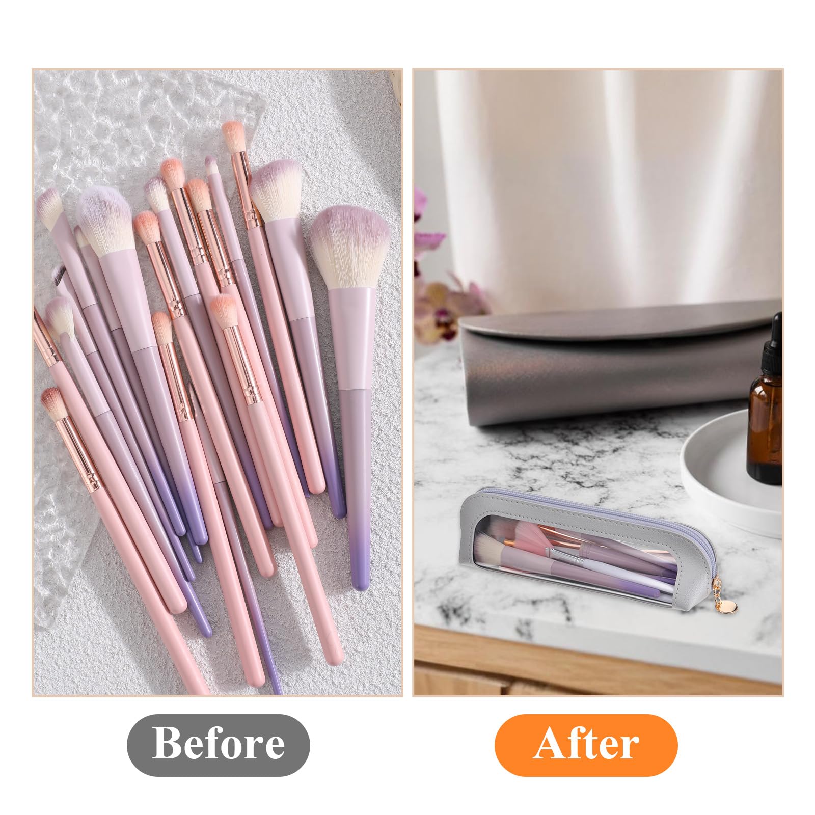 Psyqtsuary Small Clear Makeup Bag showcases a sleek design, perfect for organizing your makeup essentials. Premium imported quality.