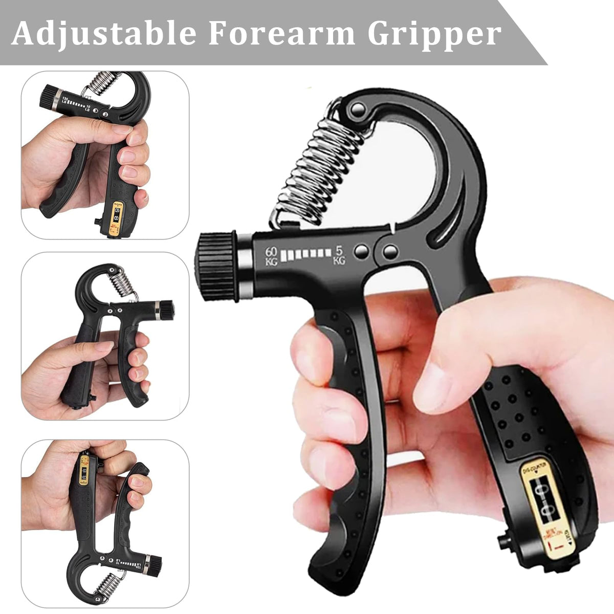 Hand Grip Strengthener Kit 5 Pack Adjustable Finger Forearm Hand Exerciser