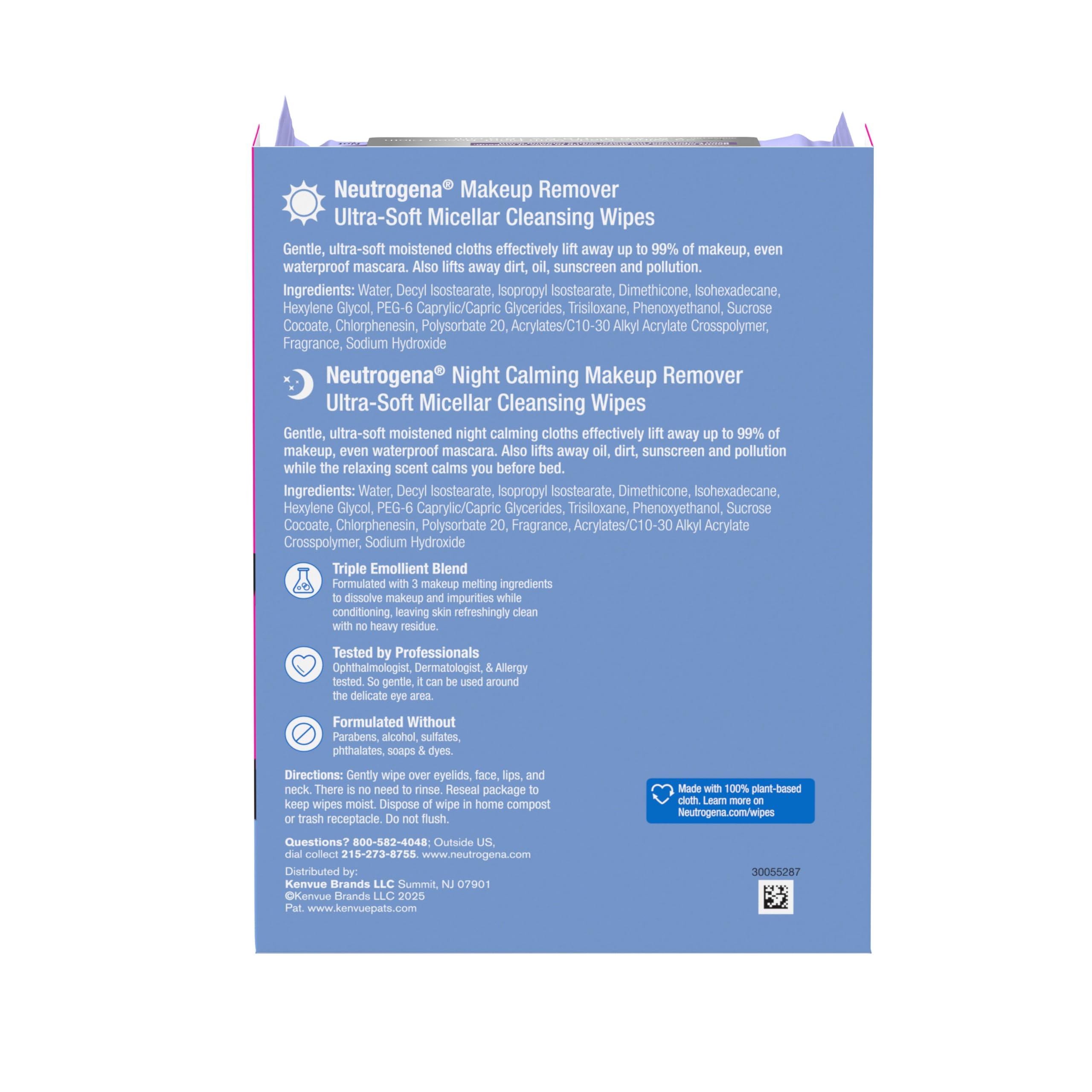 Neutrogena Day & Night Facial Cleansing Wipes, 3 Packs of 25