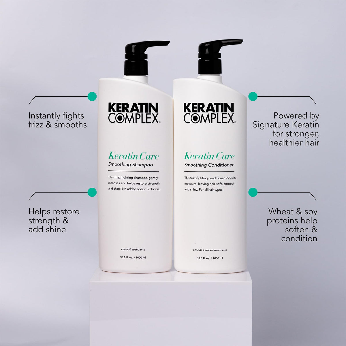 Keratin Complex - Keratin Care Smoothing Shampoo & Conditioner Duo - 33.8 fl oz Each