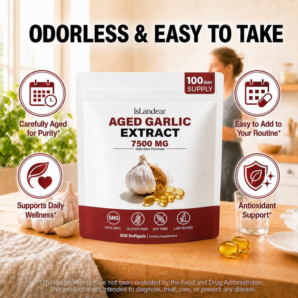 Aged Garlic Extract - 7500mg Odorless 300 Softgels, 2 Years Matured