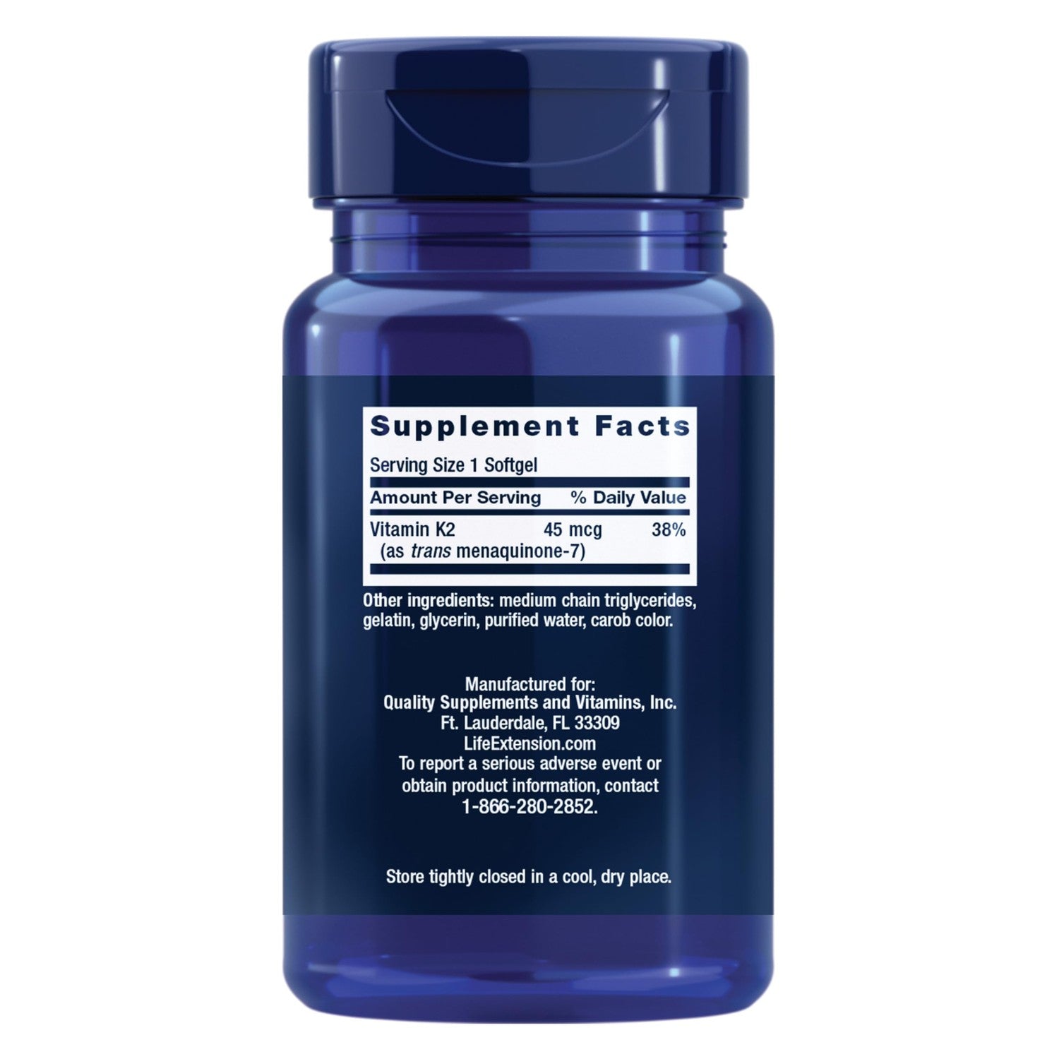 Life Extension Low Dose Vitamin K2 – Supports Arterial Health – Non-GMO, Gluten-Free – 90 Softgels | Non-GMO & Gluten-Free