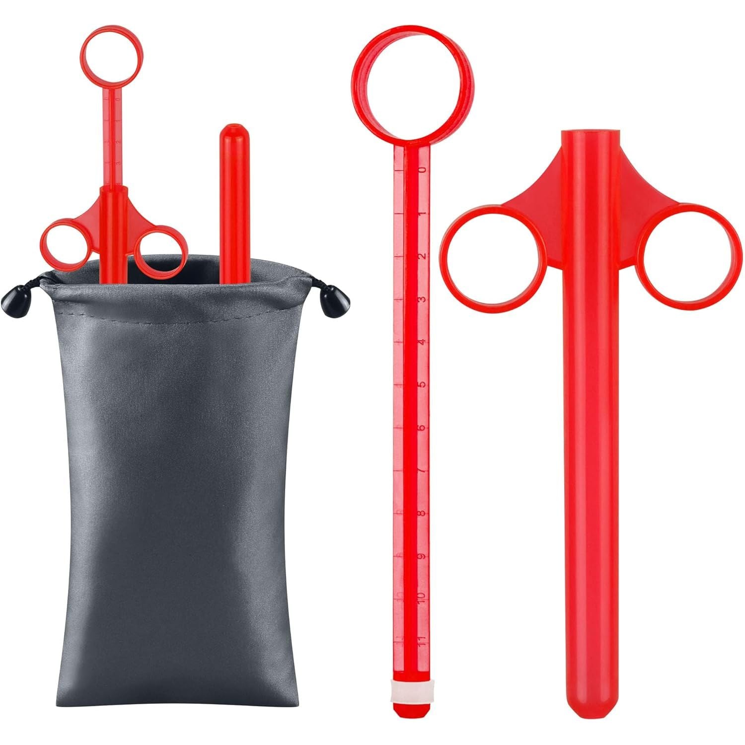 Buy now [2Pack+Storage Bag] Lube Applicator Syringe with 10ml Precise Scales, 6.5" Anal Lube Shooter with Air-Proof Silicone Cap Reusable Lubricant Tube Applicator for Women, Men & Couples, Black Red at indiglob india