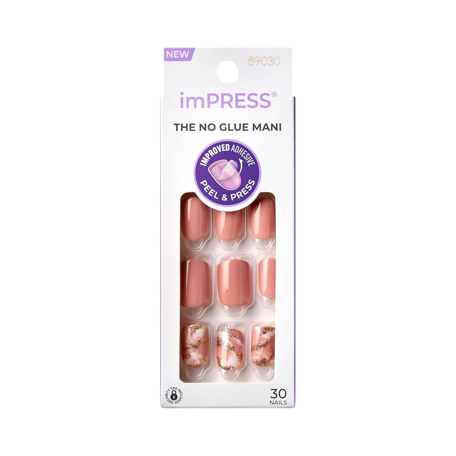 Buy now KISS imPRESS No Glue Mani Press On Nails, Design, 'Dorothy', Pink, Short Size, Squoval Shape, Includes 30 Nails, Prep Pad, Instructions Sheet, 1 Manicure Stick, 1 Mini File Pink at indiglob india