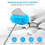 SetSail Ceiling Fan Cleaner Duster, with Extension Pole for Cleaning, Blue
