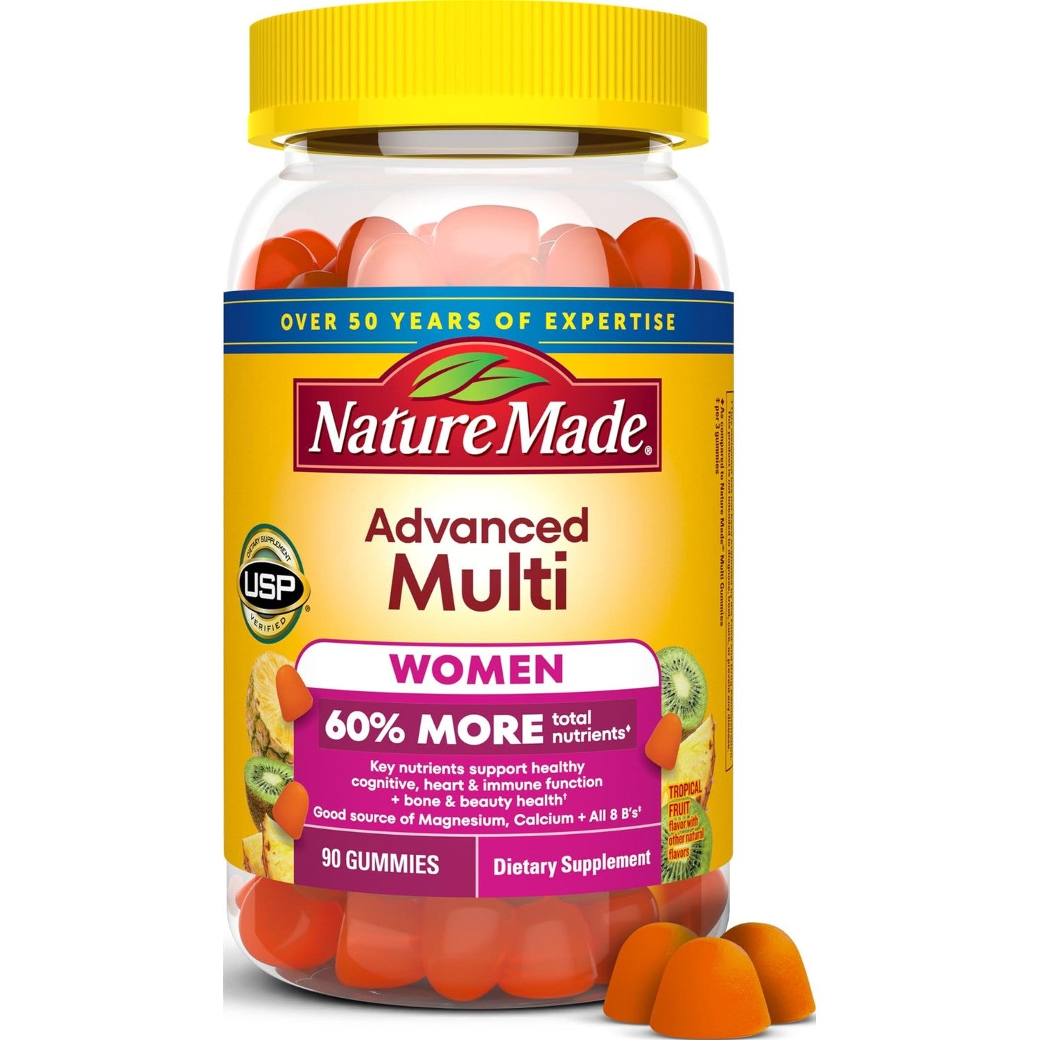 Nature Made Advanced Womens Gummy Multivitamins, 90 Multi Vitamin Gummies | Multivitamin Gummies for Women with Magnesium Citrate, Calcium, & B Vitamins, Daily Nutritional Support, 30 Day Supply